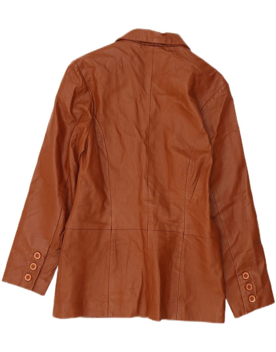 VINTAGE Womens 2 Button Leather Blazer Jacket UK 2 2XS Brown Leather Vintage Vintage and Second-Hand Vintage from Messina Hembry 