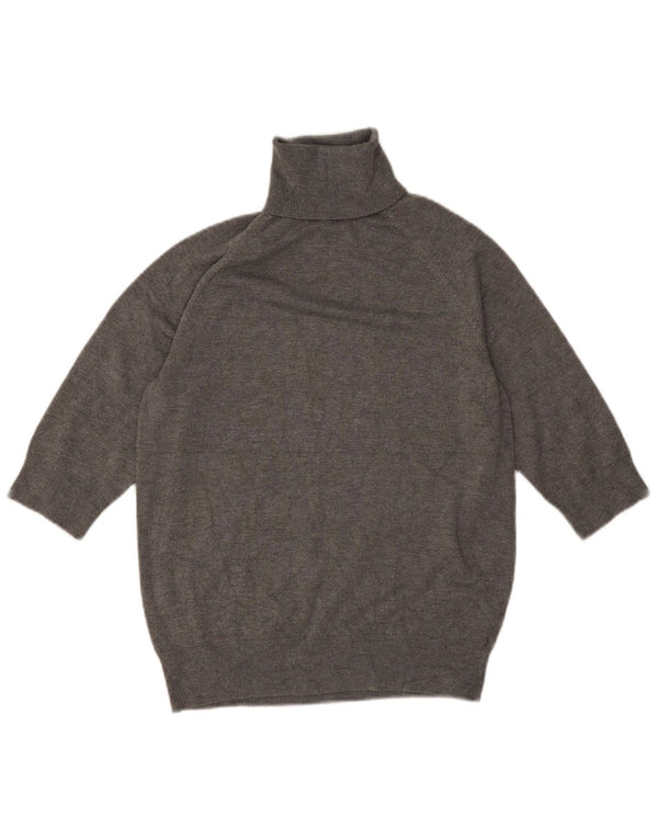 Zara Suéter tipo jersey con cuello vuelto y manga 3/4 para mujer UK 40 Gris medio