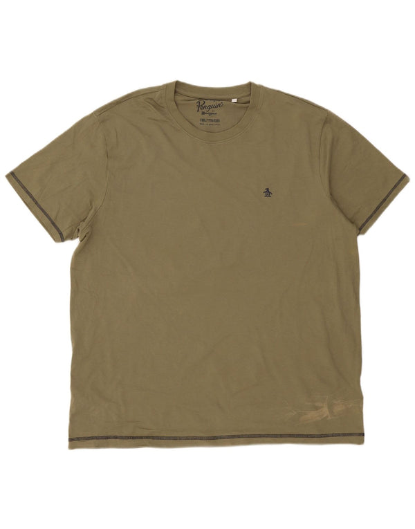 Camiseta Penguin Hombre Top 3XL Algodón Verde