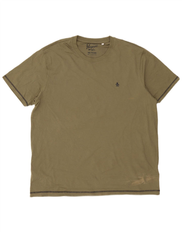 Camiseta Penguin Hombre Top 3XL Algodón Verde