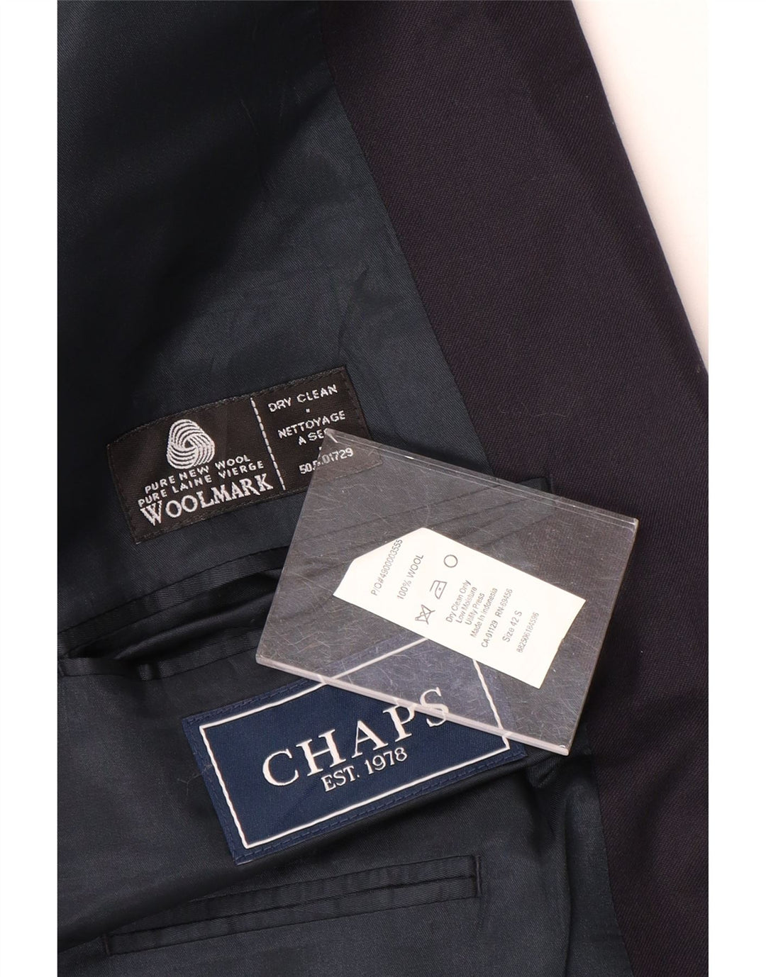 Chaps Chaqueta tipo blazer de 2 botones para hombre UK 42 XL Lana azul marino
