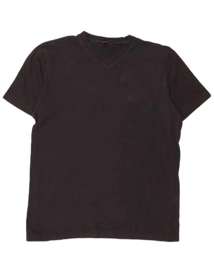 HUGO BOSS Mens T-Shirt Top Large Black Cotton