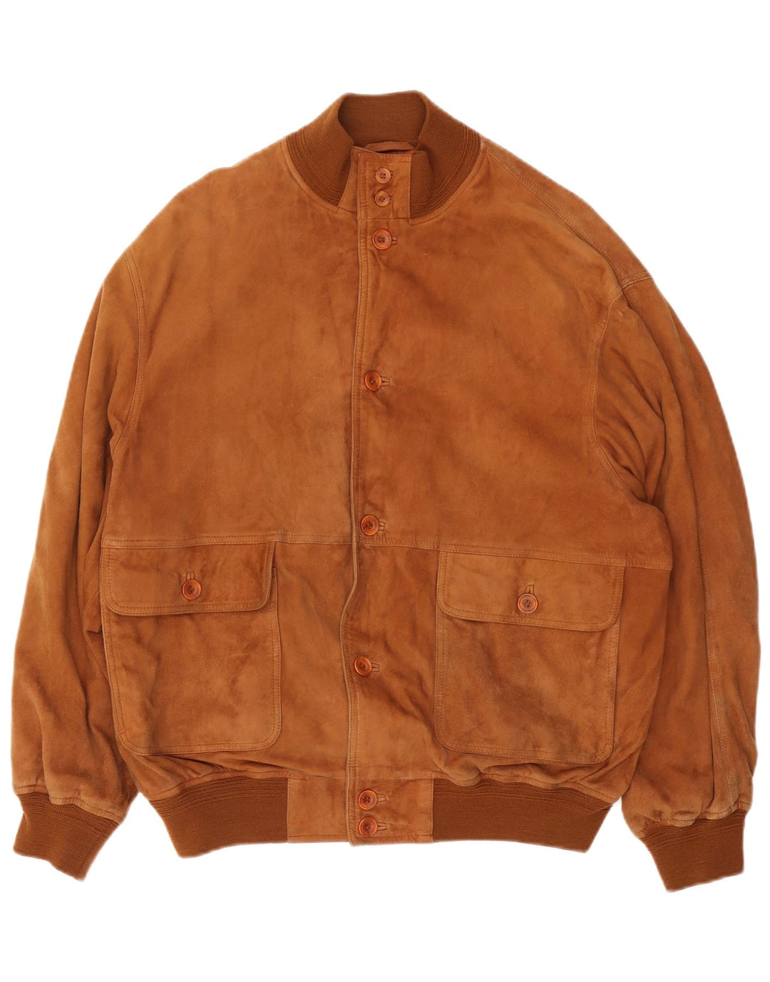 L.LAMBERTAZZI Chaqueta bomber de ante para hombre IT 50 Cuero marrón grande