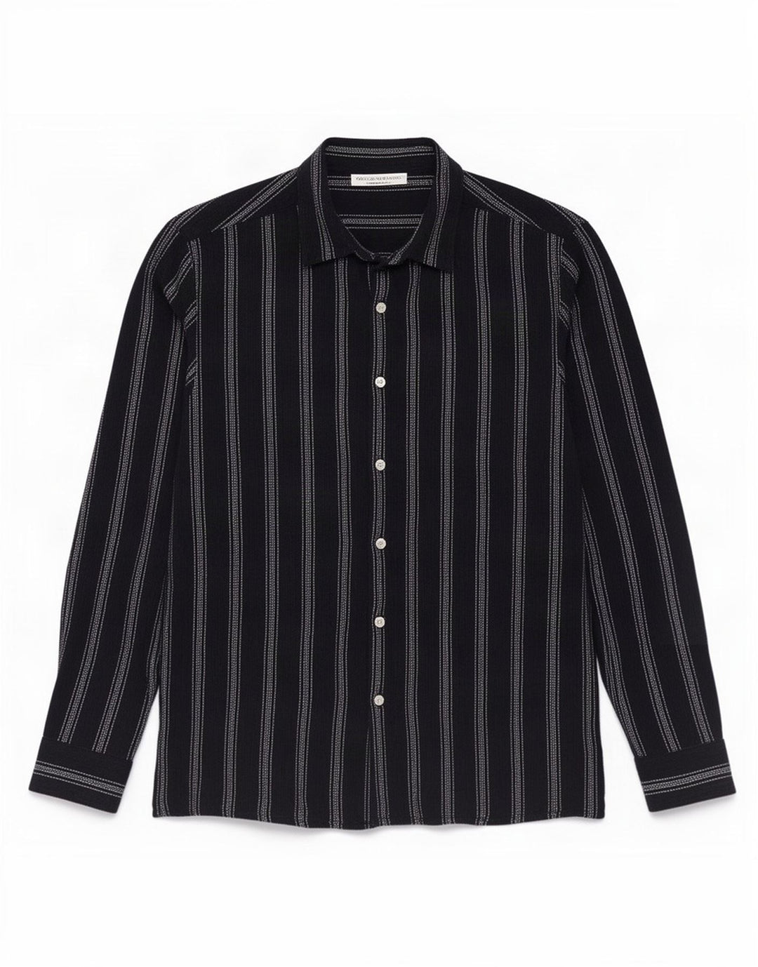 Zara Hombre Camisa Mediana Azul Marino Rayas Algodón