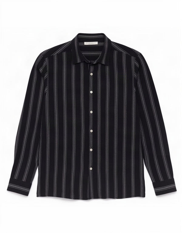 Zara Hombre Camisa Mediana Azul Marino Rayas Algodón