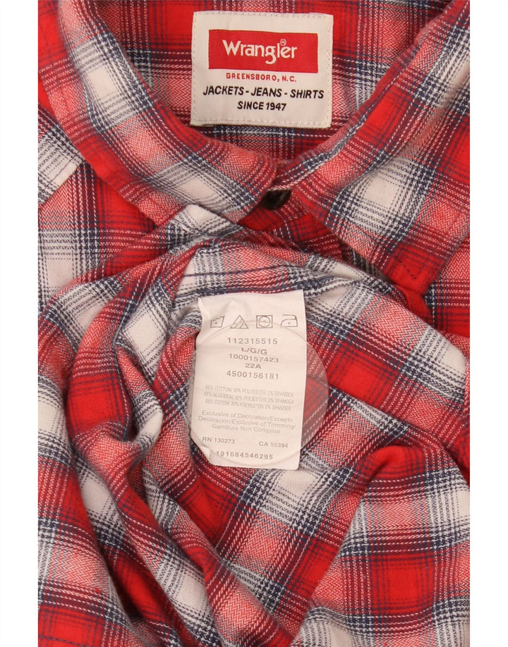 Wrangler Camisa De Franela De Algodón A Cuadros Rojos Grandes Para Hombre