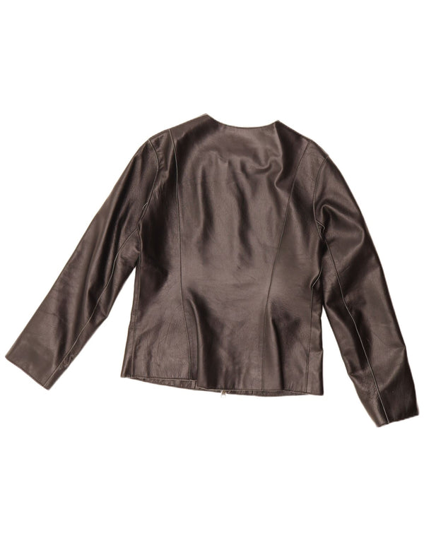 Michel Ambers Chaqueta Blazer de Cuero con Cremallera Completa para Mujer UK 12 Medium Black