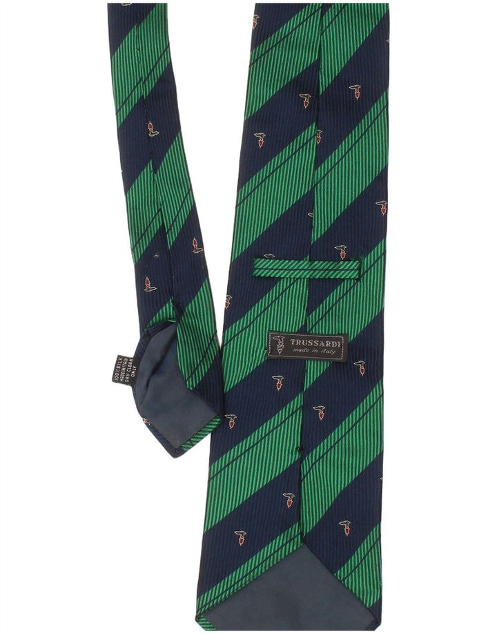 Corbata Hombre Trussardi Talla Única Clásica De Seda A Rayas Verde