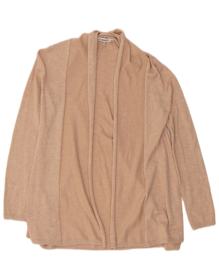 Zara Mujer Longline Open Cardigan Suéter UK 44 Medio Beige