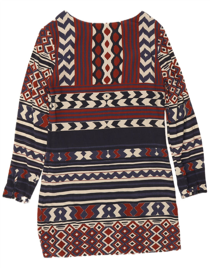 Desigual Vestido tubo de manga larga para mujer EU 36 Small Azul marino Geométrico