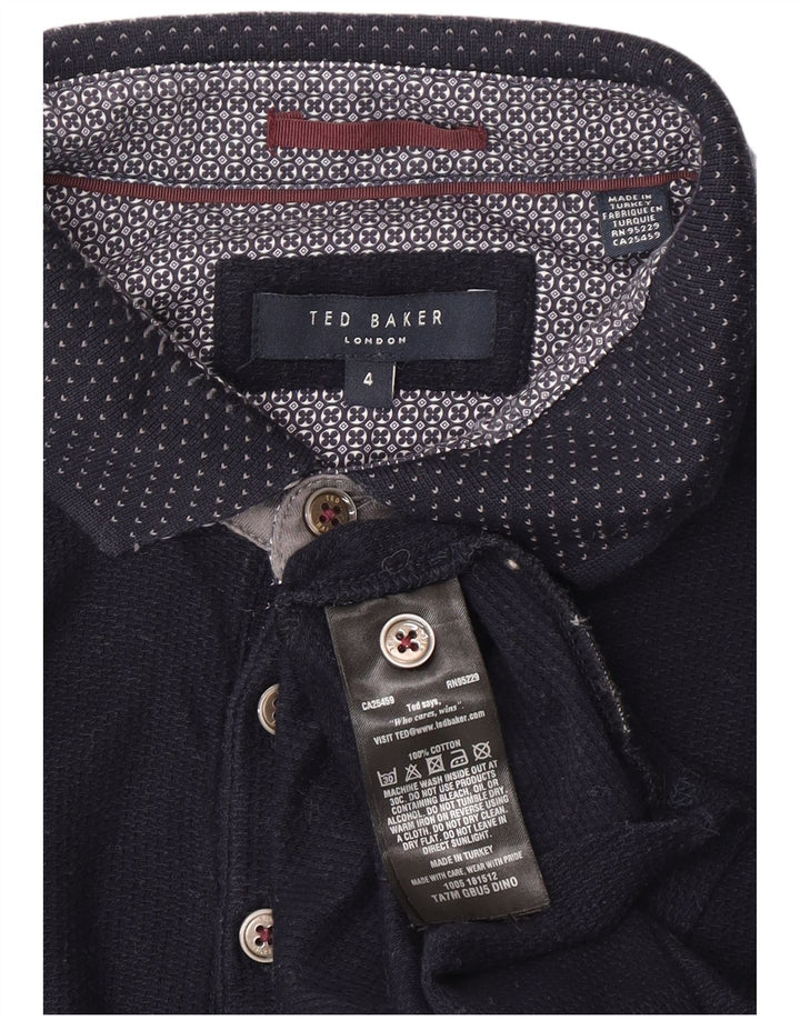 Ted Baker Polo para hombre talla 4 grande algodón azul marino