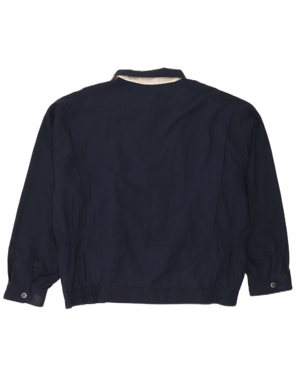 Vintage hombres bomber chaqueta Reino Unido 42 XL azul marino poliéster