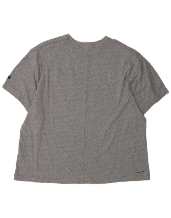 Nike Mens Dri Fit T-Shirt Top 2XL Grey Cotton