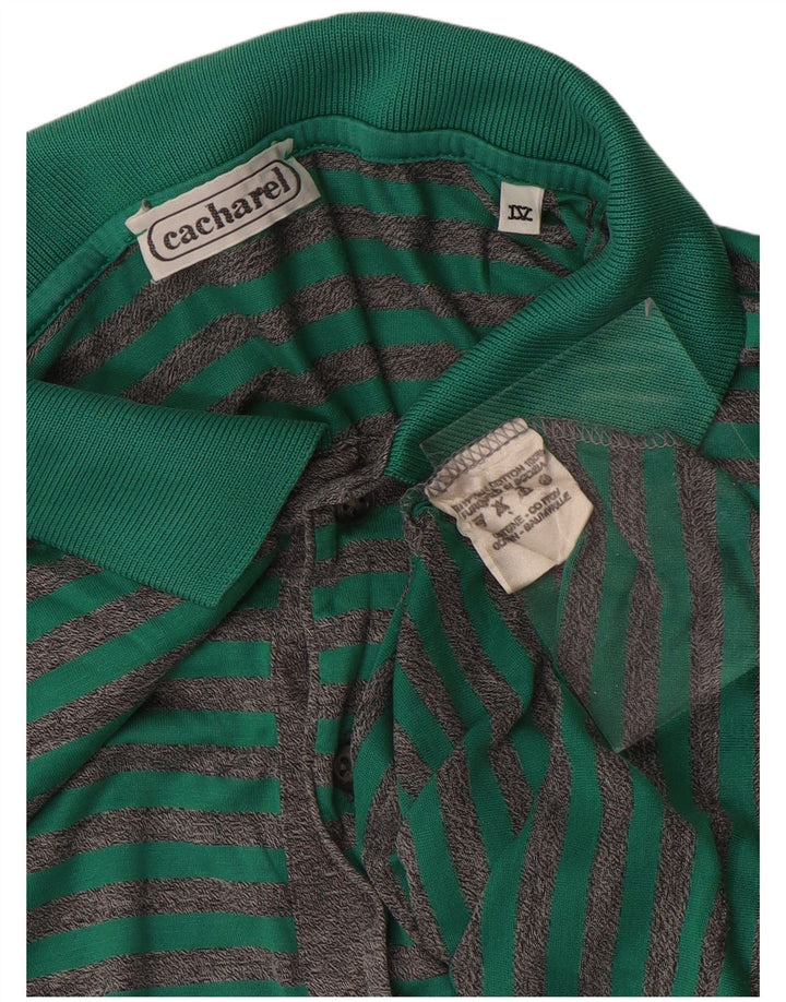 CACHAREL Polo Hombre Algodón Rayas Verde Pequeño