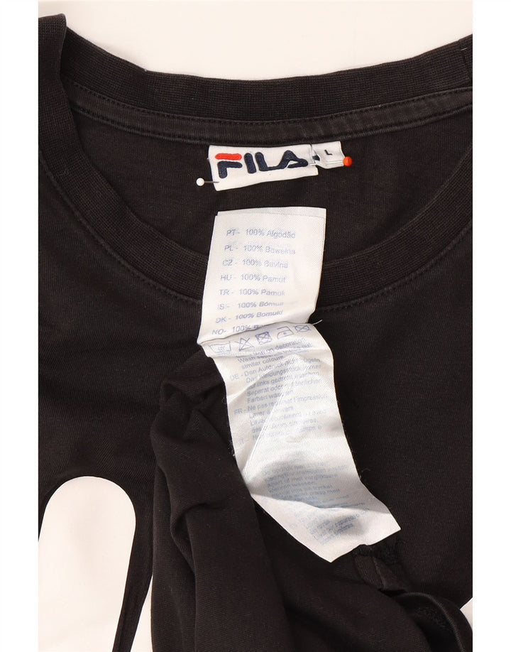 FILA Mens Graphic T-Shirt Top Large Black Cotton