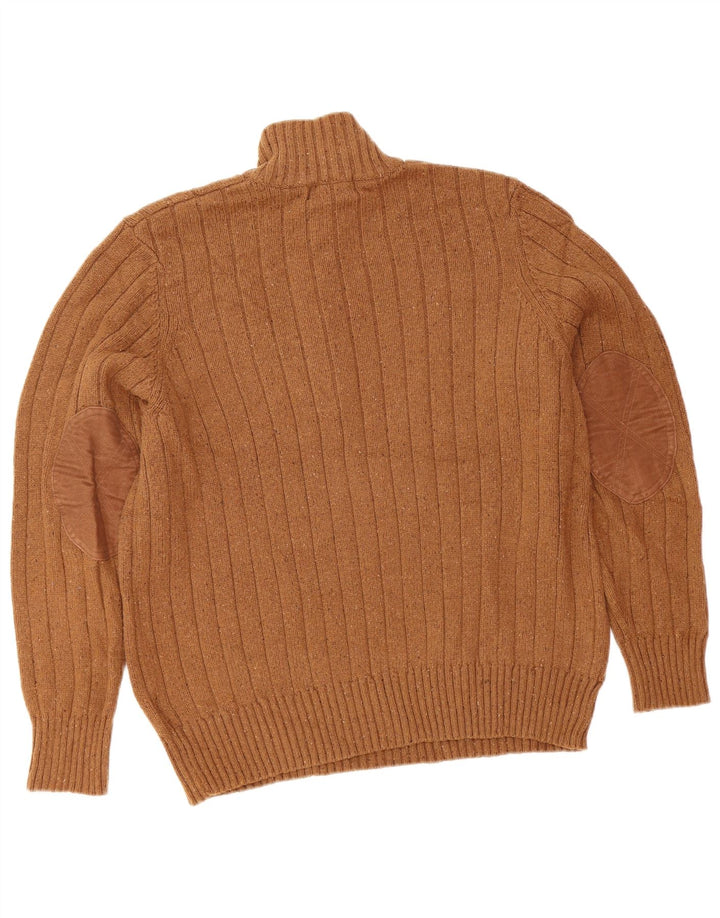EDDIE BAUER Jersey De Hombre Con Cuello Y Cremallera De Algodón Moteado Marrón Medio