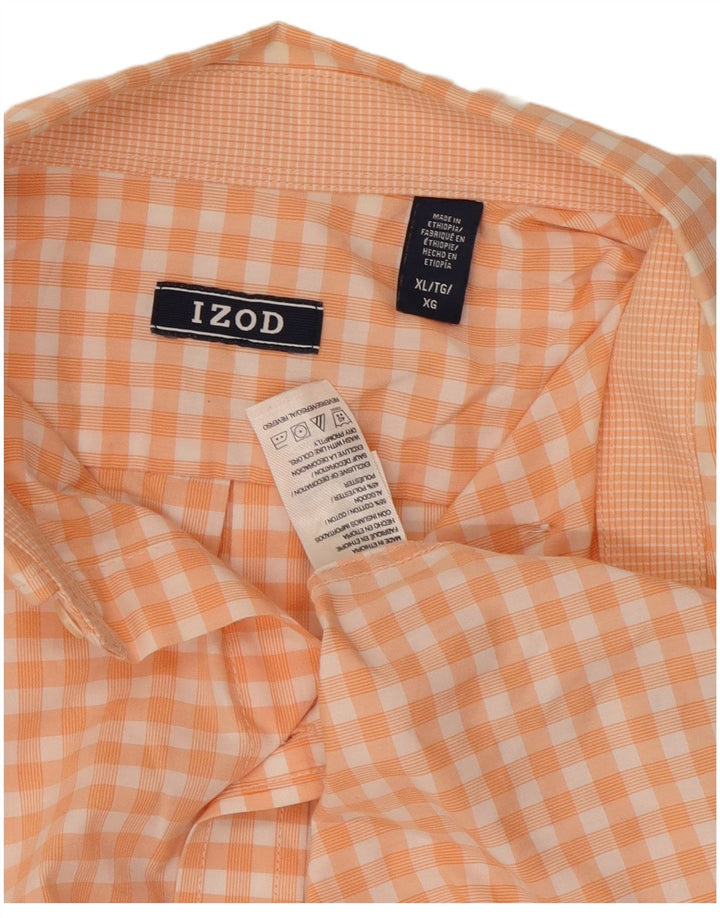 Camisa Izod Hombre XL Algodón Vichy Naranja