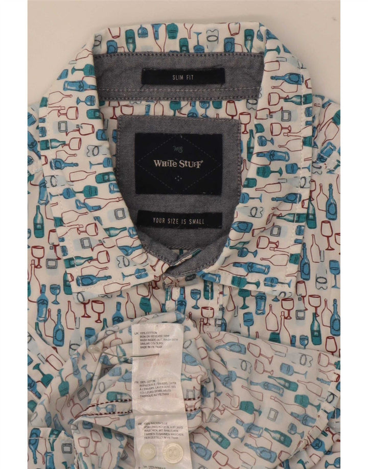 Camisa de corte slim con estampado abstracto de hombre de White Stuff en algodón azul pequeño