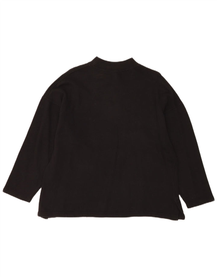 Vintage mujeres oversize gráfico top manga larga Reino Unido 14 medio negro novedad
