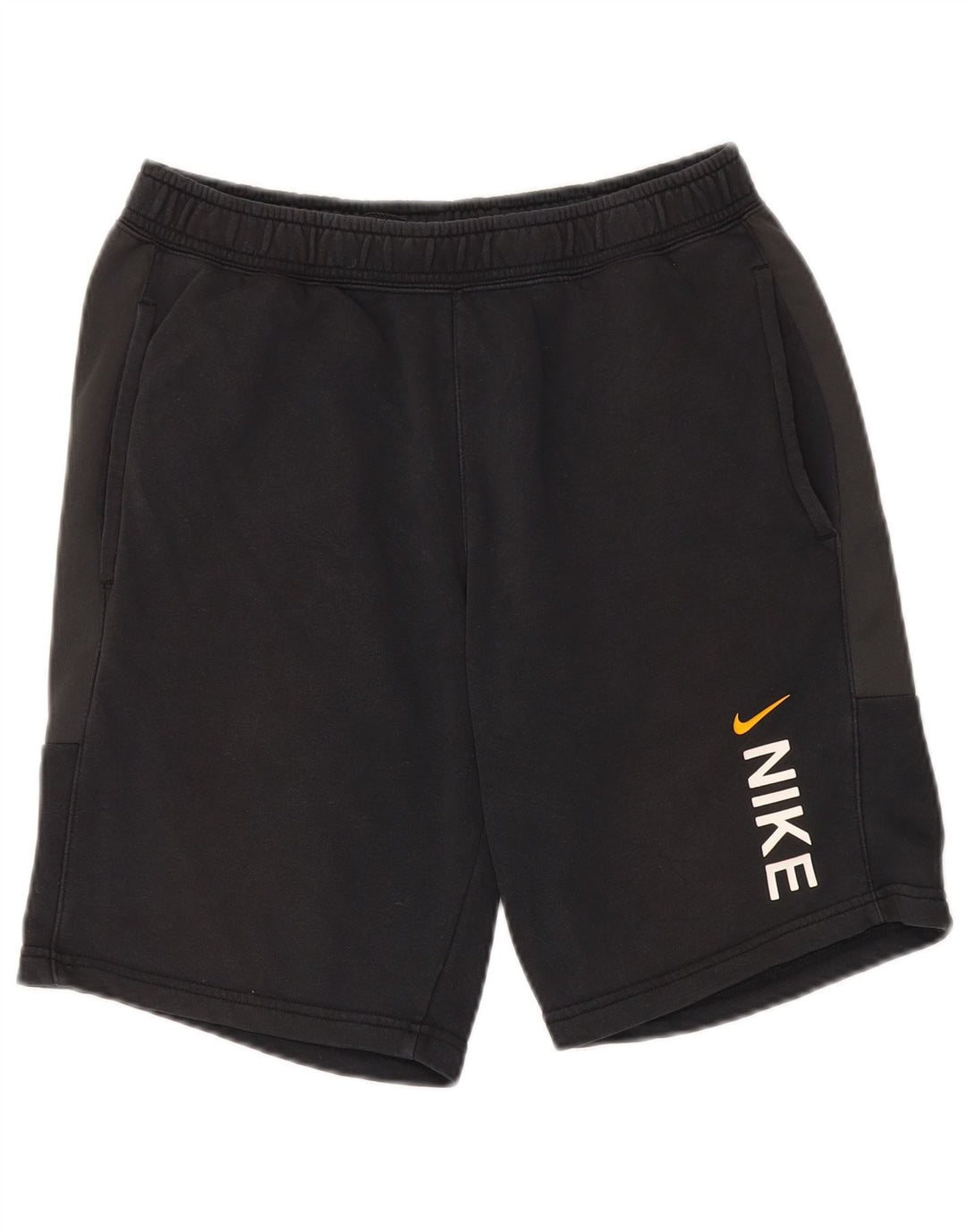NIKE Shorts deportivos con estampado gráfico de algodón color block en negro mediano para hombre