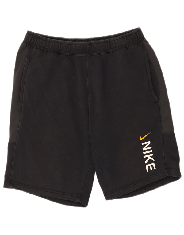 NIKE Shorts deportivos con estampado gráfico de algodón color block en negro mediano para hombre