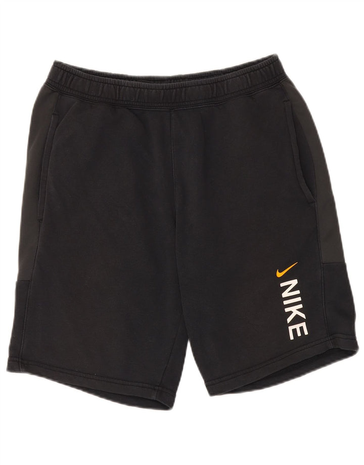 NIKE Shorts deportivos con estampado gráfico de algodón color block en negro mediano para hombre