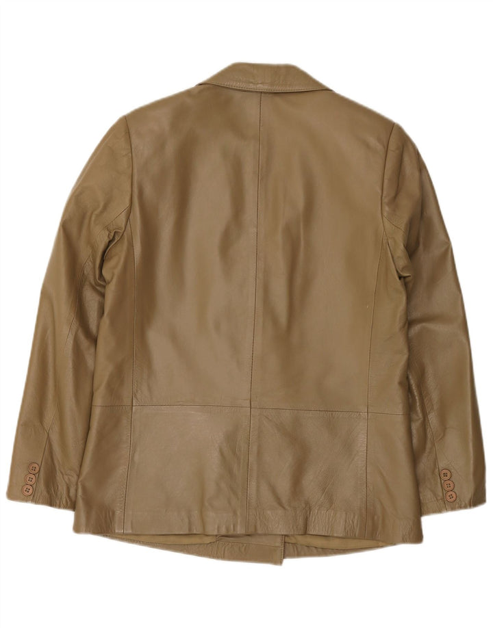Vintage mujer chaqueta de cuero de gran tamaño IT 38 XS cuero caqui