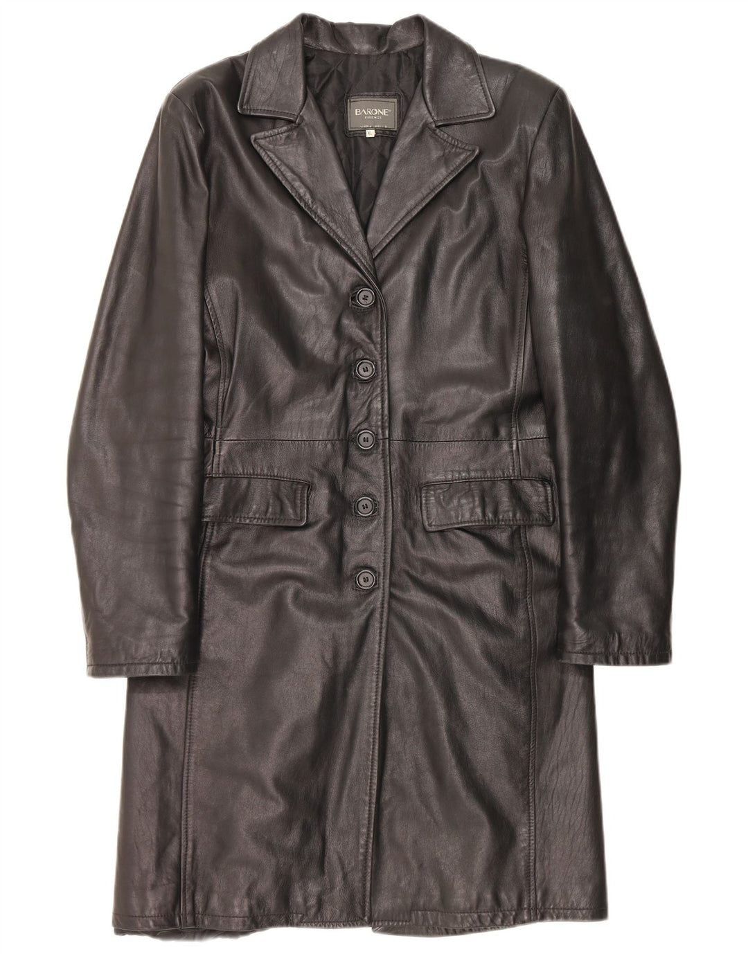 Barone Abrigo de cuero para mujer UK 40 XL Cuero negro