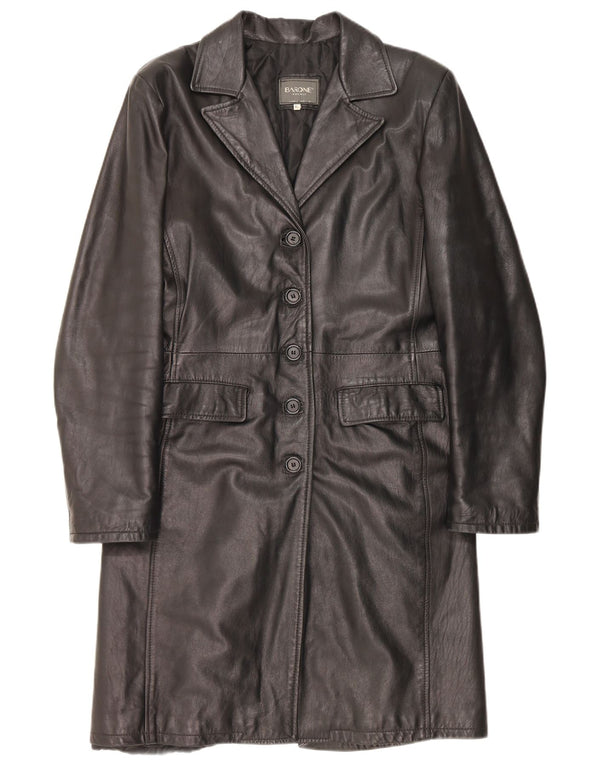 Barone Abrigo de cuero para mujer UK 40 XL Cuero negro