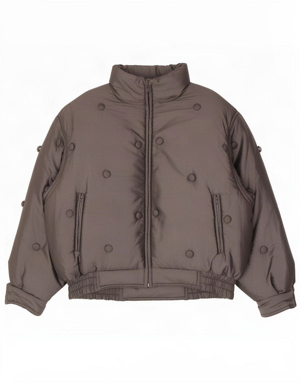 Chaqueta acolchada extragrande vintage para mujer UK 46 Grande Poliamida gris