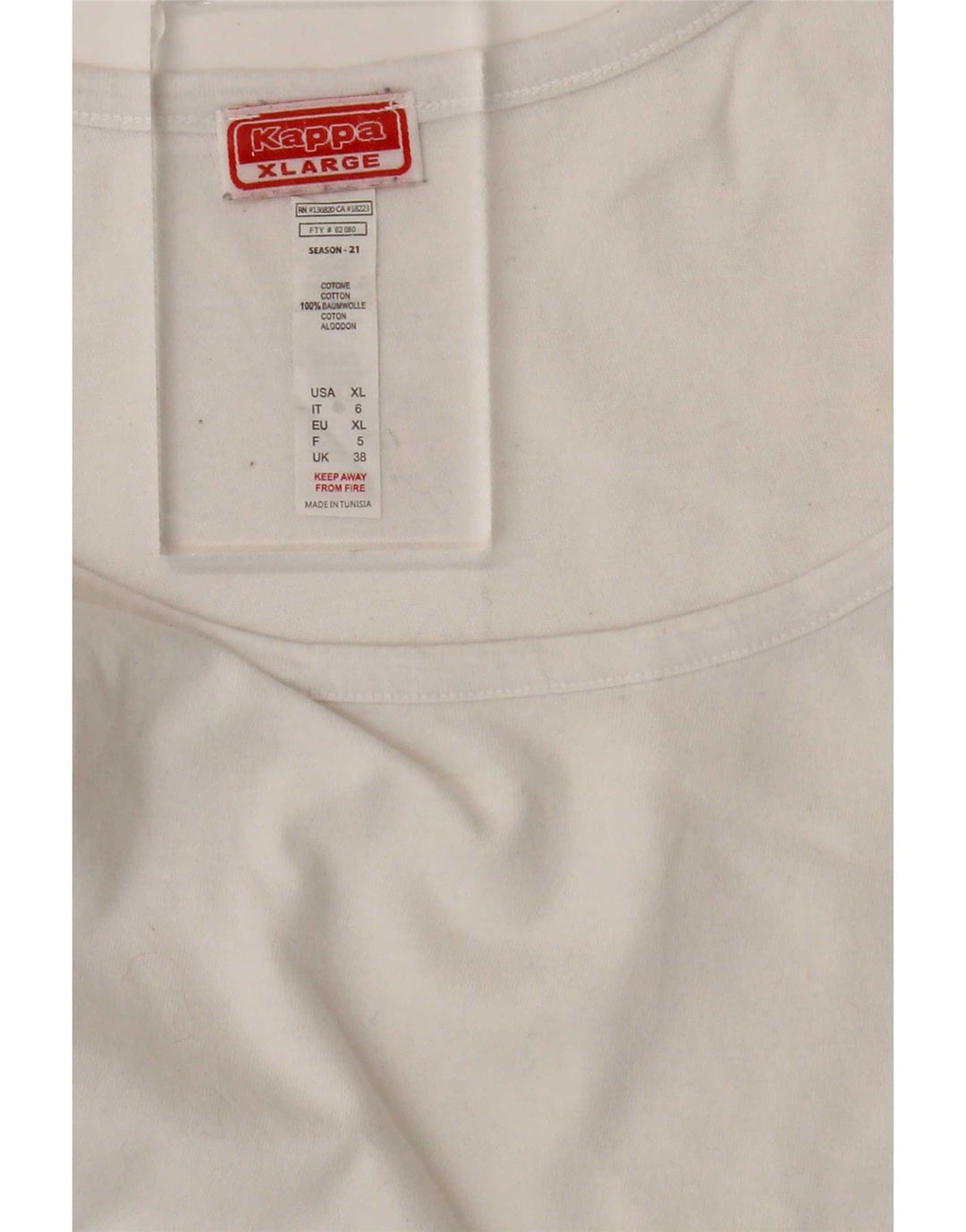Kappa Camiseta sin mangas para mujer UK 40 XL Algodón blanco