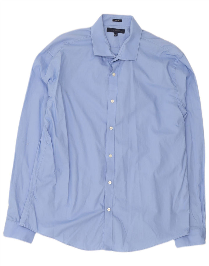 Tommy Hilfiger Camisa Slim Fit para Hombre Talla 17 XL Azul