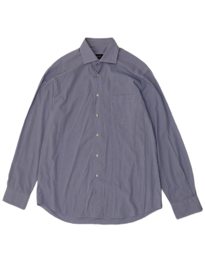 Hugo Boss Camisa para hombre Talla 41 16 Algodón a cuadros azul grande