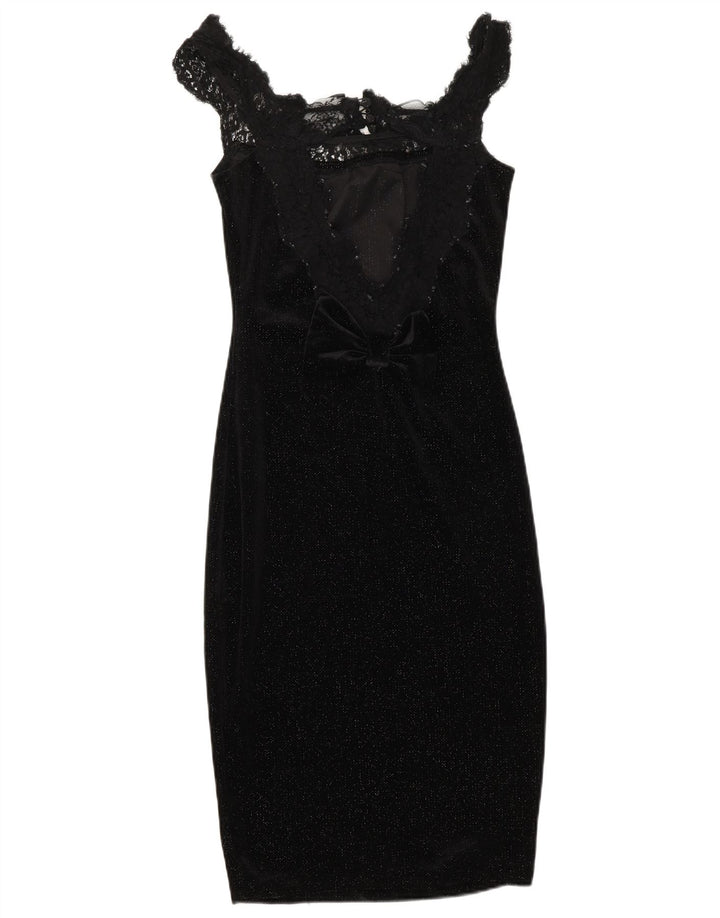 VINTAGE Womens Sleeveless Bodycon Dress UK 4 XS Black Flecked Vintage Vintage and Second-Hand Vintage from Messina Hembry 