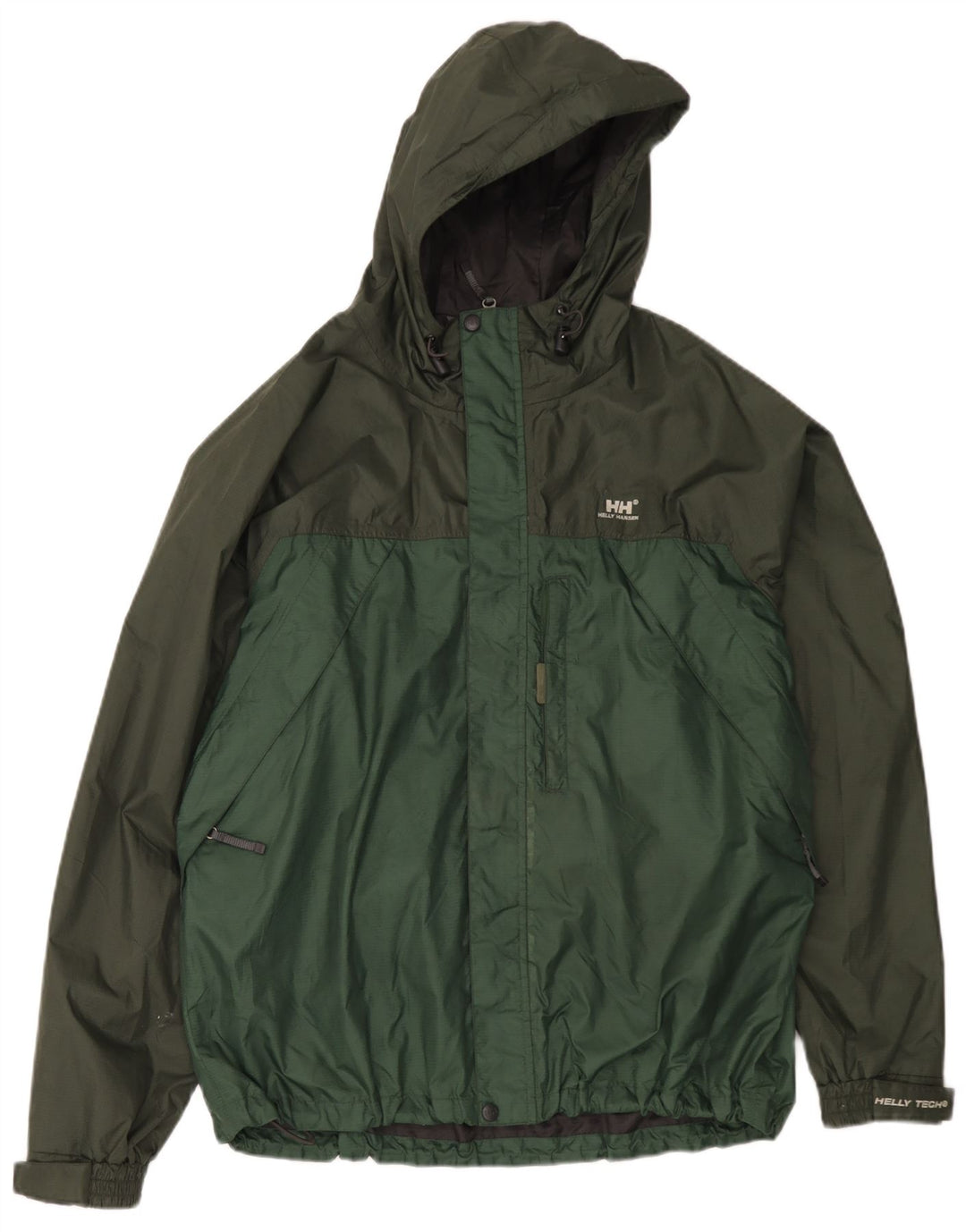 Helly Hansen Chaqueta impermeable con capucha para hombre Reino Unido 40 Grande Verde Colorblock Nylon