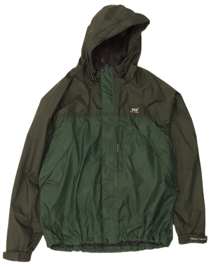 Helly Hansen Chaqueta impermeable con capucha para hombre Reino Unido 40 Grande Verde Colorblock Nylon