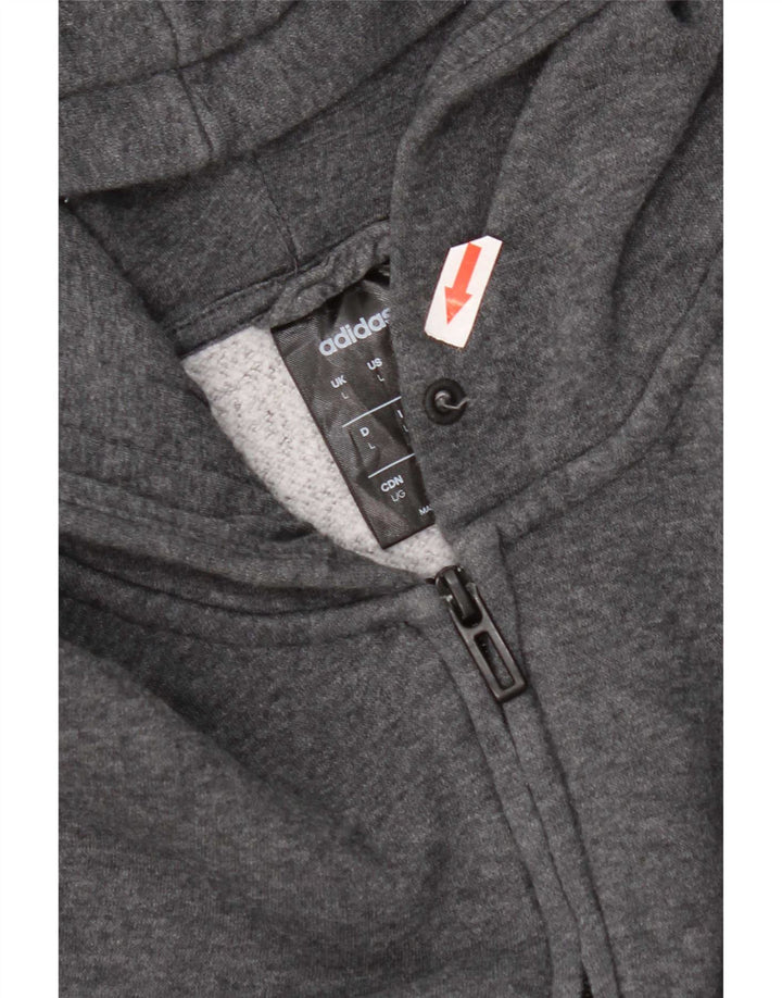 Adidas - Sudadera con capucha y cremallera para hombre, tamaño grande, algodón gris
