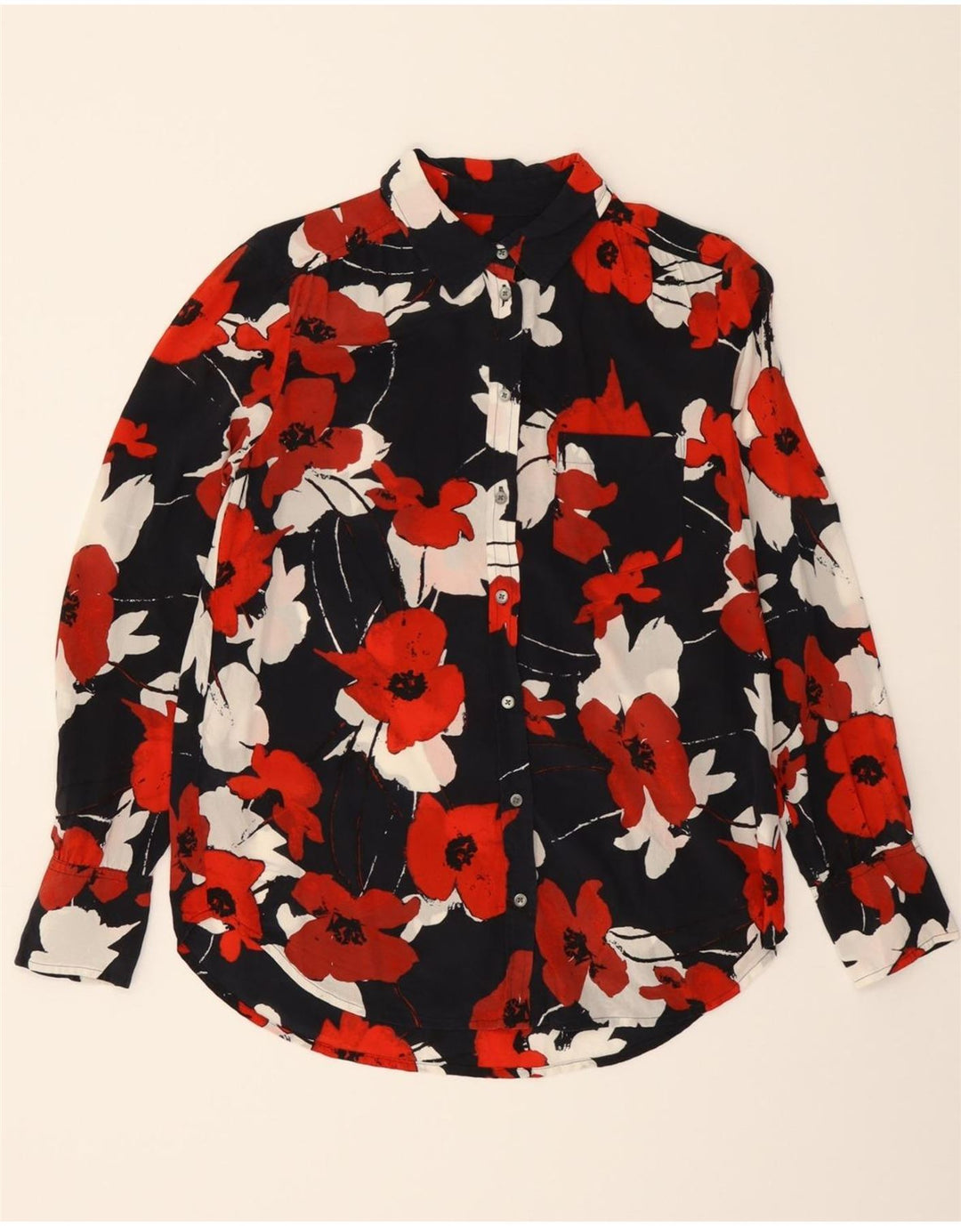 J. CREW Womens Oversized Shirt US 4 Small Black Floral Vintage J. Crew and Second-Hand J. Crew from Messina Hembry 