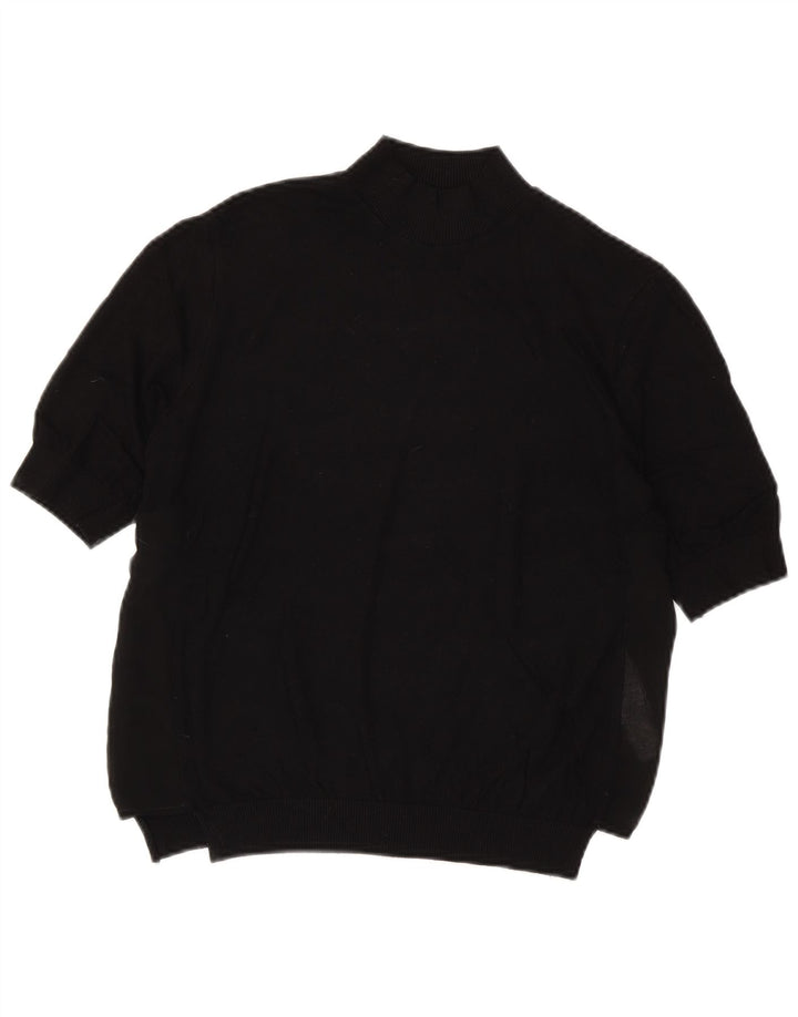 Zara Jersey de manga corta con cuello alto para mujer, talla 40, talla M, color negro