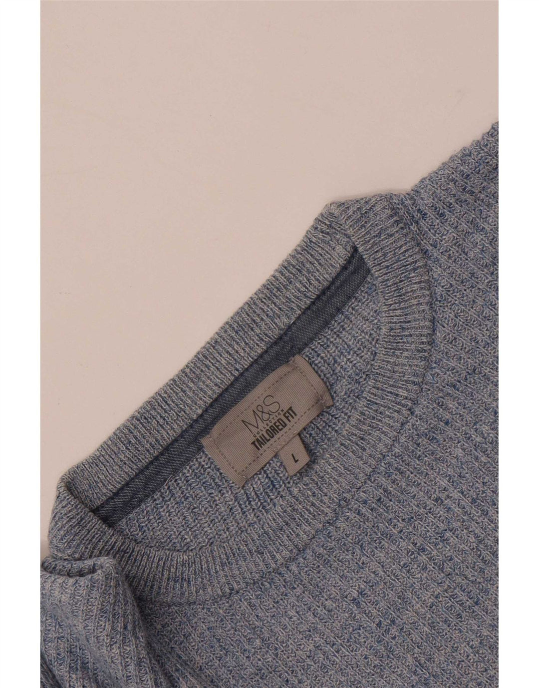 Marks & Spencer - Jersey de cuello redondo para hombre, talla grande, moteado en azul