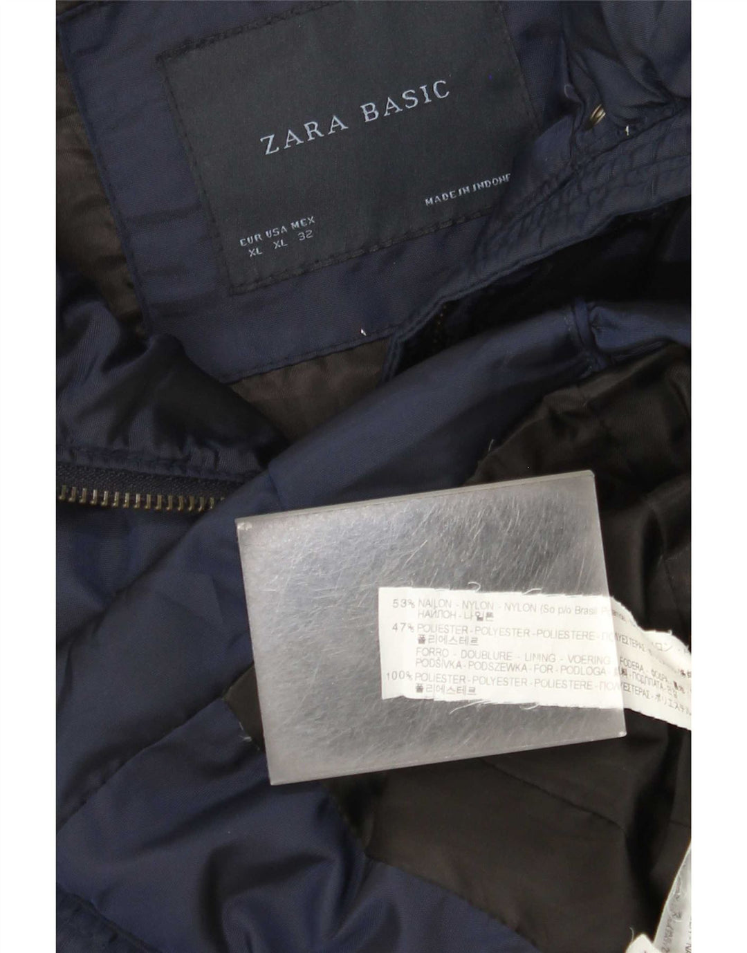 Zara Mujer Chaqueta Acolchada ES 40 XL Nylon Azul Marino