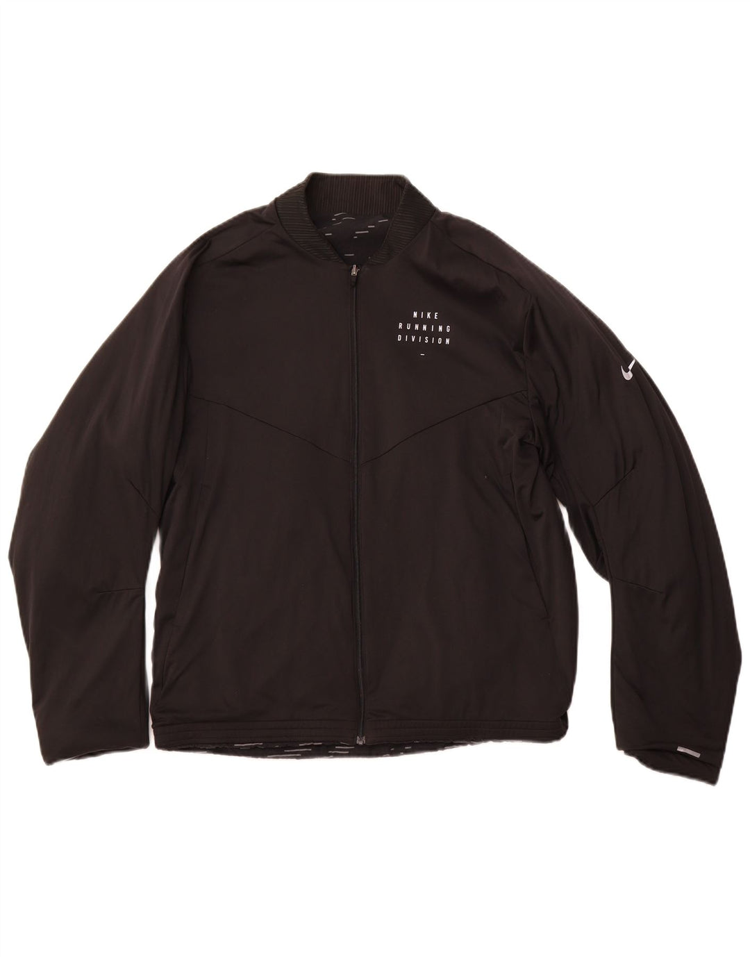 NIKE Chaqueta de chándal reversible Therma-Fit para hombre, talla mediana, color negro a rayas