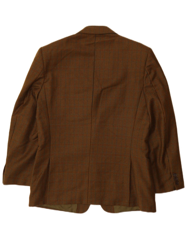VINTAGE Chaqueta Blazer de 2 botones para hombre Reino Unido 38 Pata de gallo marrón medio
