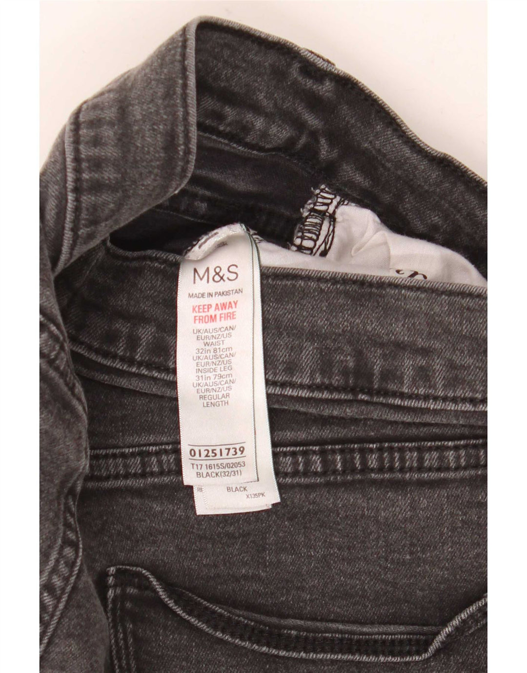 Marks & Spencer Vaqueros ajustados para hombre W32 L31 Algodón negro