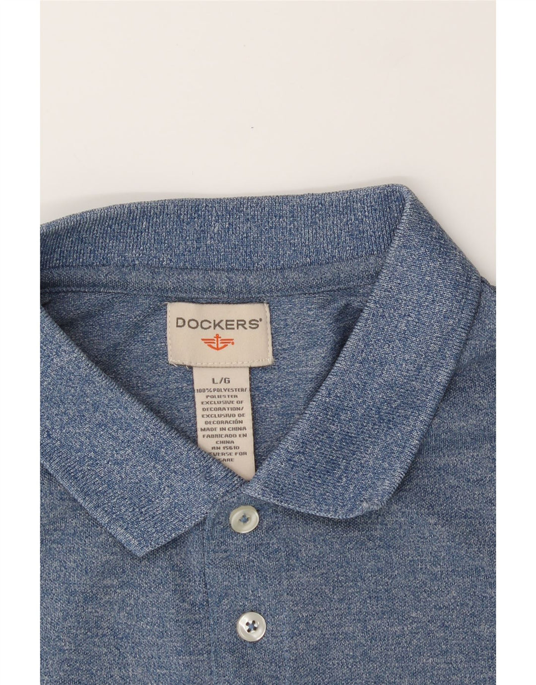 DOCKERS Mens Polo Shirt Large Blue Polyester Vintage Dockers and Second-Hand Dockers from Messina Hembry 