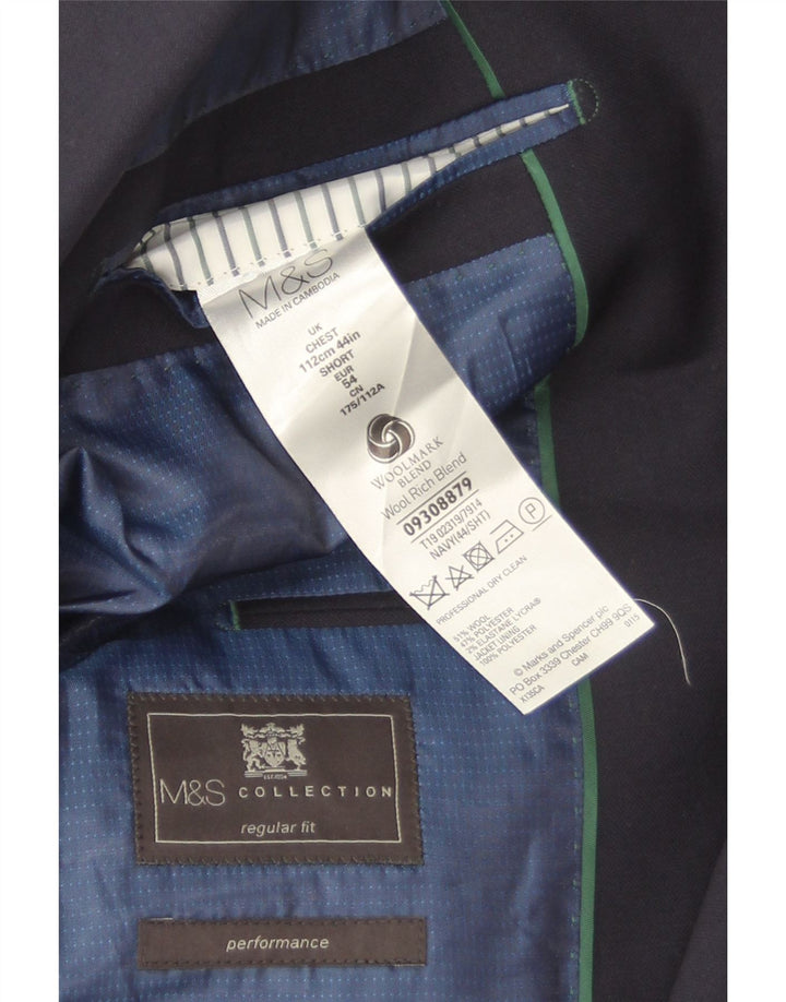 Marks & Spencer Chaqueta tipo blazer de 2 botones para hombre EU 54 2XL Lana azul marino
