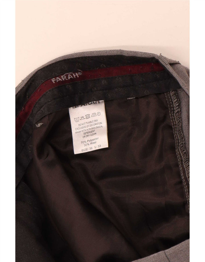 Pantalones de traje rectos para hombre Farah W36 L33 Poliéster gris