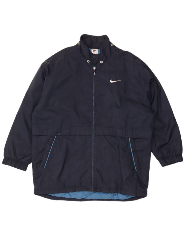 Nike - Chaqueta cortavientos gráfica para hombre, talla 42/44, nailon azul marino grande