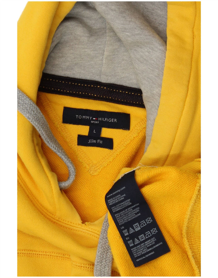 TOMMY HILFIGER Jersey con capucha y corte entallado para hombre, talla grande, algodón amarillo