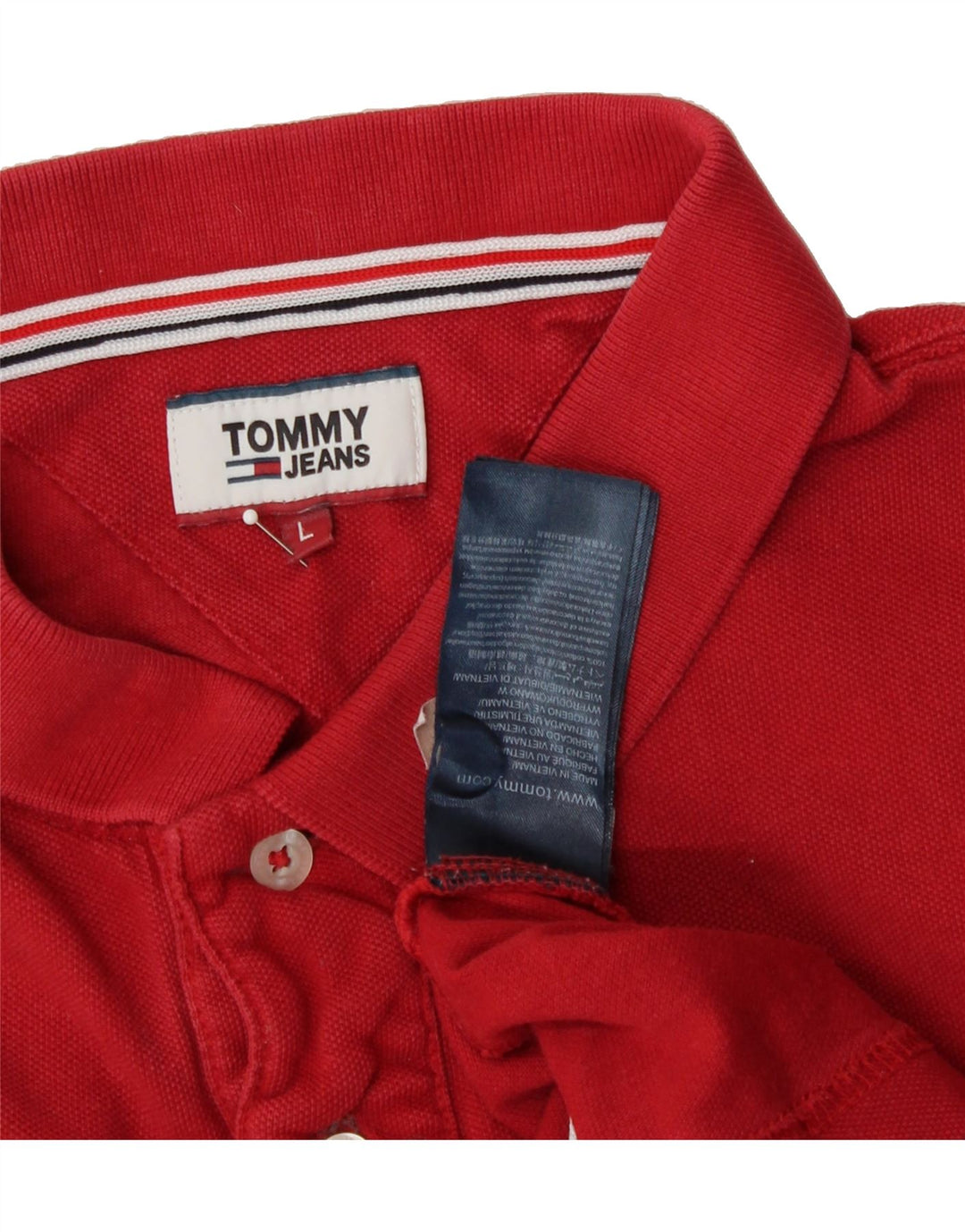 TOMMY HILFIGER Mens Polo Shirt Large Red Cotton Vintage Tommy Hilfiger and Second-Hand Tommy Hilfiger from Messina Hembry 